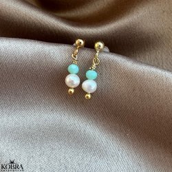 "Melissa" guld ørestikker med hvide ferskvandsperler