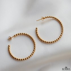 "Mellow" store forgyldte hoops med små guld kugler