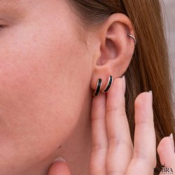 "Melvin" hoops med sort emalje i slv