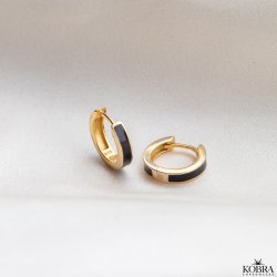 "Melvin" hoops med sort emalje i guld