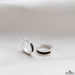 "Melvin" hoops med sort emalje i slv