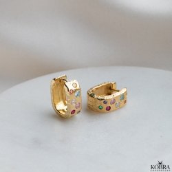 "Miami" guld reringe / huggies med farvet sten