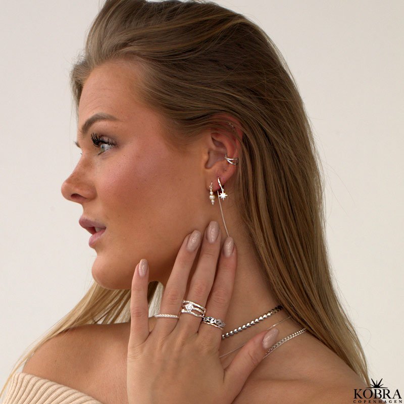 "Aimee" silver earrings / hoops with moons and stars