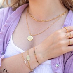 "Midsommar" forgyldt armbnd med perler og lille amulet