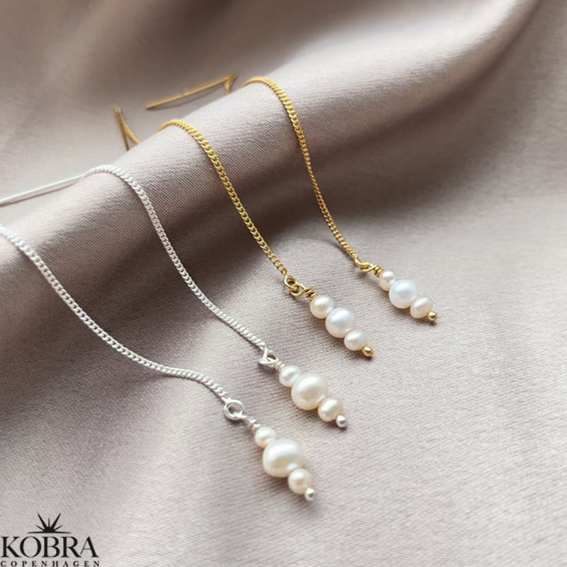 "Midsommar" perle øreringe på sølv øretråde