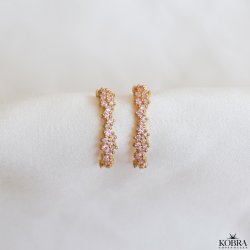 "Mikami" unique gold earrings with pink stones