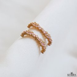 "Mikami" unique gold earrings with pink stones