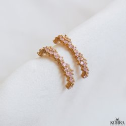 "Mikami" unique gold earrings with pink stones