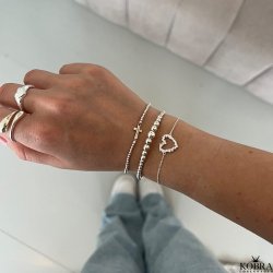 "Mikami" Hjerte Armbnd  sterling slv med hvide Zirkonia