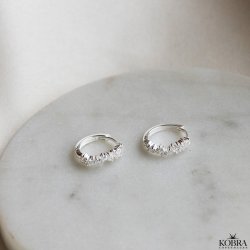 "Mikami" unikke slv hoops med hvide sten (medium)