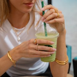 "Junie" 18k gullbelagt chunky hjertering med steiner