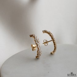 "Mikami" unique gold earrings with stones