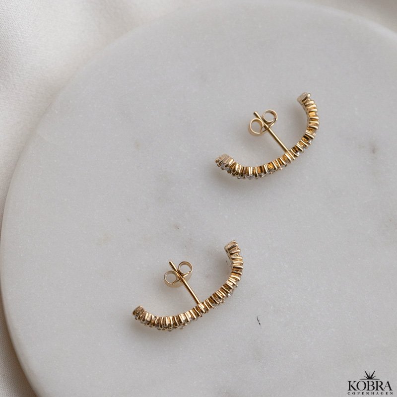 "Mikami" unique gold earrings with stones
