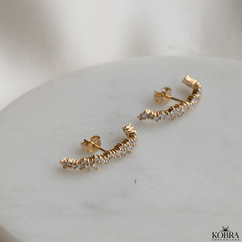 "Mikami" unique gold earrings with stones