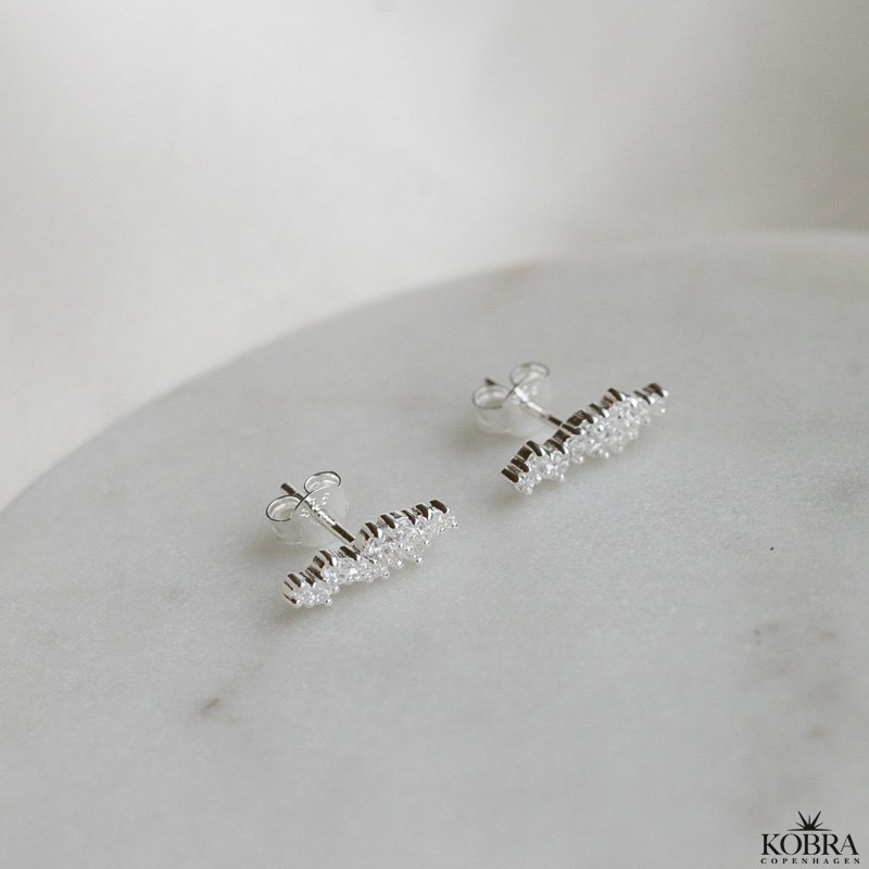 "Mikami" slv restikker (medium) med hvide sten