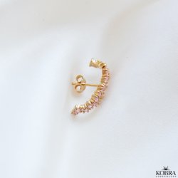 "Mikami" unique gold earrings with pink stones