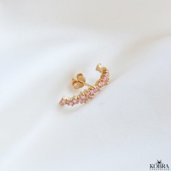 "Mikami" unique gold earrings with pink stones