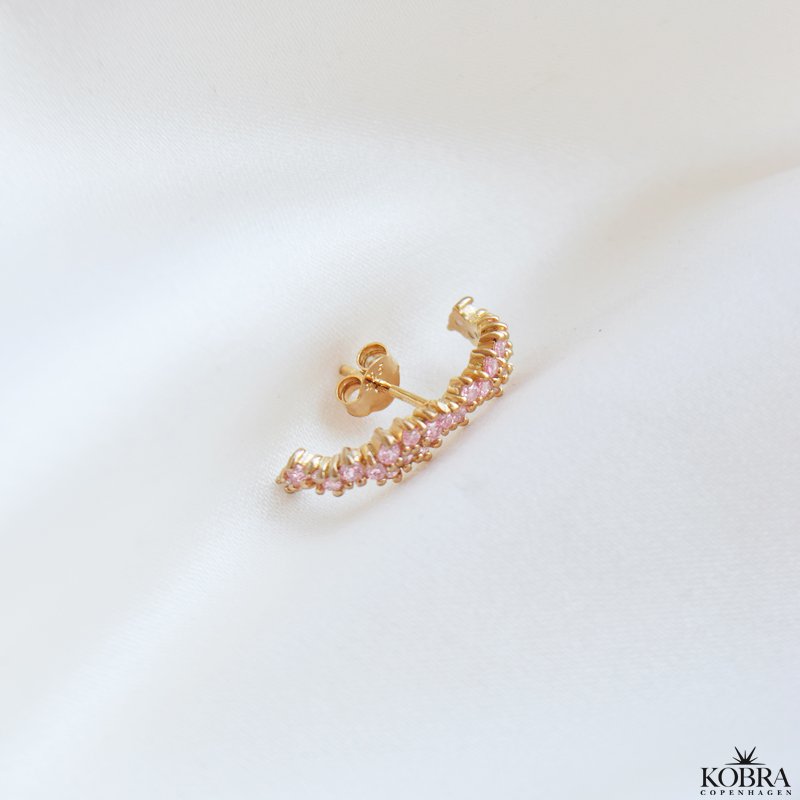 "Mikami" unique gold earrings with pink stones