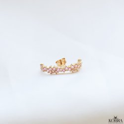 "Mikami" unique gold earrings with pink stones