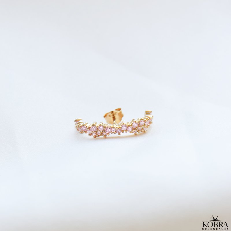 "Mikami" unique gold earrings with pink stones