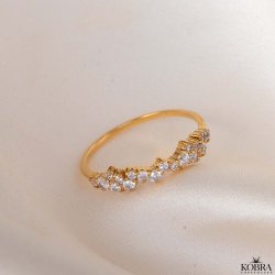 "Mikami" 18 carat gold plated ring with white stones