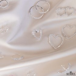 "Mikami" store slv hjerte reringe med hvide sten