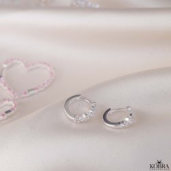 "Mikami" unikke slv hoops med hvide sten (medium)