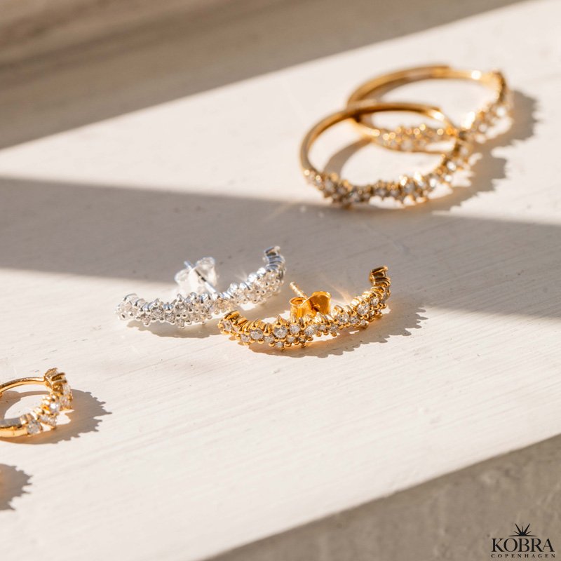 "Mikami" unique gold earrings with stones