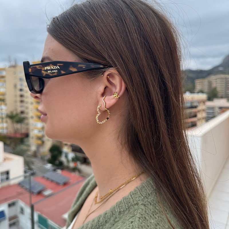 "Bloom" 18k forgyldt earcuff med blade