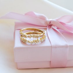 "Mikami" gold hoops (large) with white stones