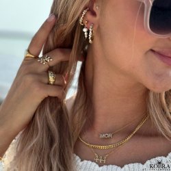 "Mikami" unique gold earrings with stones