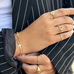 "Elfie" enkel guld ring med blade