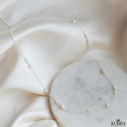 "Monaco" perle halskde / choker i slv med hvide ferskvandsperler