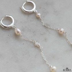 "Monaco" perle hoops i slv med hvide ferskvandsperler