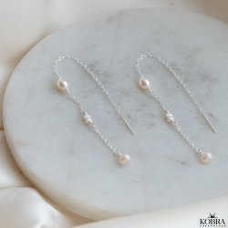 "Monaco" perle retrde i  slv med hvide ferskvandsperler