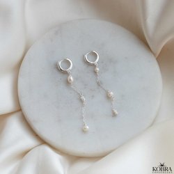 "Monaco" perle hoops i slv med hvide ferskvandsperler