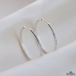 "Monica" store hoops med sten i slv