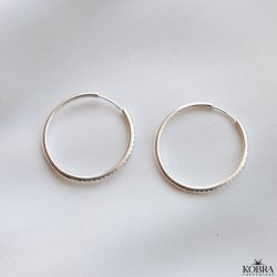 "Monica" store hoops med sten i slv