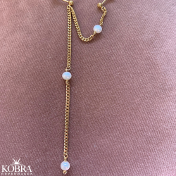 "Monroe"  gold pearl earrings for 2 holes in the ear