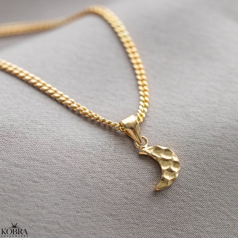 "Moon" simple hammered gold moon necklace