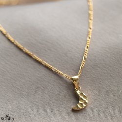 "Moon" simple hammered gold moon necklace