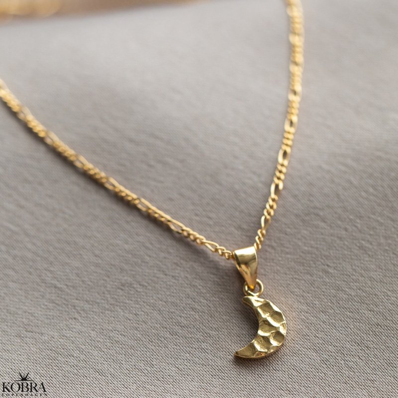 "Moon" simple hammered gold moon necklace