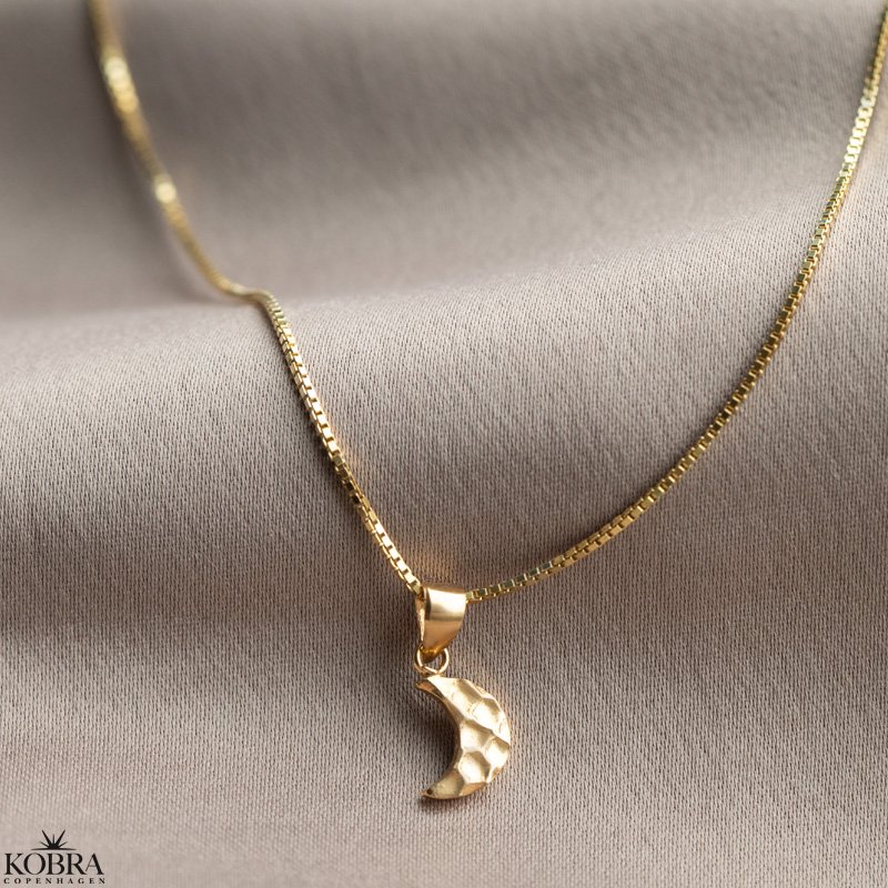 "Moon" simple hammered gold moon necklace