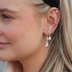 "Marisol" slv hoops med gte ferskvandsperler