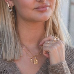 "Moondust" 18 carat goldplated necklace with moon and stars