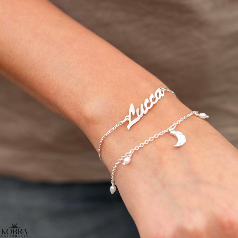 "Saga" hndlavet slv armbnd med dit navn