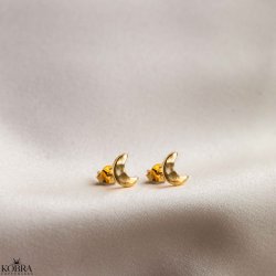 "Moon" small hammered gold moon earrings