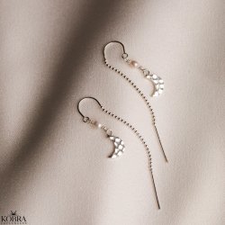 "Moon" slv reringe med perle og hammerslet mne