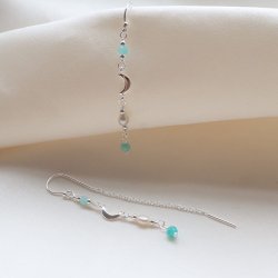 "Moon River" s�lv �reringe med amazonit og perler