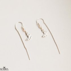 "Moon" slv reringe med perle og hammerslet mne